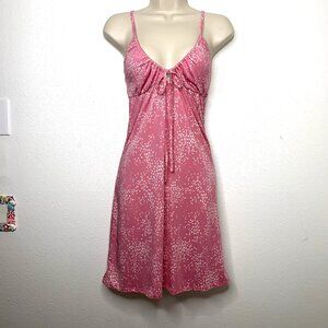 BCBG Maxazria Pink Ditsy Floral SLIP DRESS Keyhole Bust Medium Y2K Grunge Beach
